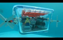 Łódź podwodna z Lego i szklanego pojemnika