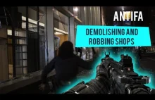 USA Portland : Antifa is demolishing and robbing shops at night