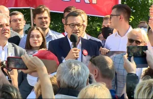 Morawiecki mówi o "przemyśle pogardy", a sam na wiecu atakuje Trzaskowskiego