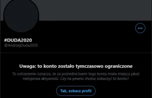 Twitter tymczasowo zablokował profil Dudy. Powodem jest "nietypowa aktywność".