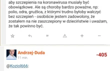 Andrzej Duda w AMA manipuluje w swojej wypowiedzi o szczepieniach