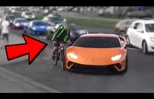 Pijany rowerzysta wjeżdża w Lamborghini Huracan Performante