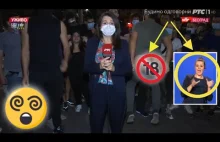 Protestujący z Serbii pokazuje tyłek na żywo - reakcja tłumaczki dla niemych