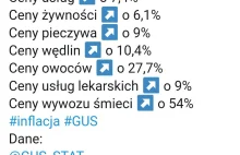 Nowa Inflacja według GUS: Owoce 27% w górę, pieczywo 9%, wędliny 10,4%