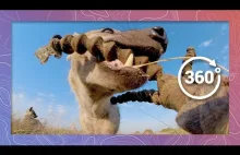 Hiena porywa kamerę 360 i próbuje zjeść nogę od statywu