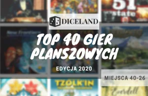 Top 40 gier planszowych - Edycja 2020 - miejsca od 40 do 26.