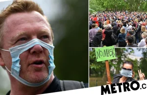 Anty-maseczkowy protest w londyńskim hyde parku