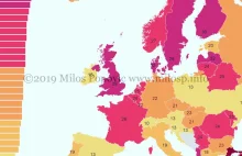 Mapa przemocy wobec kobiet w Europie.