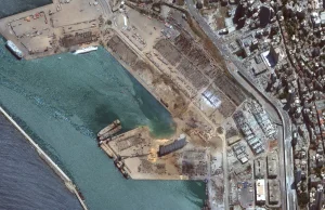 Porównanie zdjęć satelitarnych przed i po eksplozji w Bejrucie