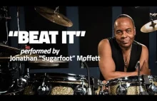 Perkusista Michaela Jacksona Jonathan Moffett wykonuje „Beat It”