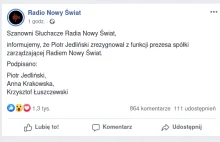 Piotr Jedliński zrezygnował z funkcji prezesa Radia Nowy Świat