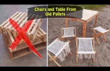 Składany stół i krzesła zrobiłem ze starych palet