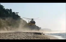 Śmigłowiec LPR startuje z plaży - Woliński Park Narodowy