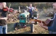 Serbski rolnik wykorzystuje traktor do grania