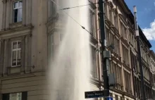 Awaria hydrantu w centrum Poznania, 25.08.2020