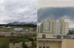 Duży pożar w Konstancinie-Jeziornie. Pali się hala z tworzywami [VIDEO]