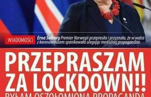 "Byłam oszołomiona propagandą". Premier Norwegii przeprasza za lockdown