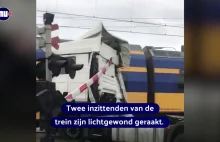 Pociąg zniszczył ciężarówkę, która utknęła na torach