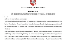 Sejmas Litwy wzywa do uznania Ciechanowskiej jedynym legalnym reprez. Białorusi