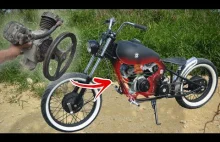 Motocykl z silnikiem zrobionym z kompresora