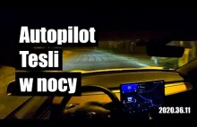Tesla Autopilot nocą w Polsce