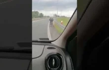 Rowerzysta na autostradzie A4