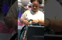 Shoplifter school girl caught by cashier