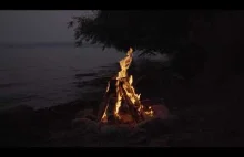 ✰Relaxing Fireplace 4K ✰ Niegocin Lake Waves sound Mazury UHD [4 HOURs