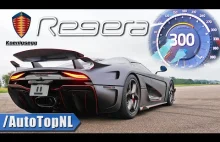 Pokaz przyczepności skręcającego Koenigsegg Regera przy prędkości od 0 do 300kmh