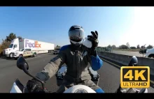 Motocyklista robi niezły chwyt na autostradzie