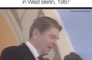 Reakcja Prezydenta Regana na wystrzał balonu w czasie przemówienia w Berlinie 87