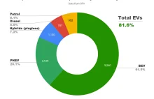 W Norwegii już tylko 11% sprzedawanych samochodów to czyste spalinowce