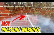 Mycie mocno zabrudzonego muru myjką wysokociśnieniową