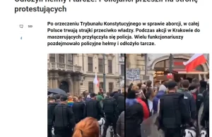 WP.pl publikuje fakenewsa o tym, że policja przeszła na stronę protestujących