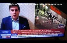 MAnipulacja w TVP Info mowią o protestach w Polsce w tle zamieszki w USA.