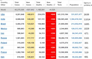 Polska już na 7. miejscu w światowym rankingu nowych zgonów!