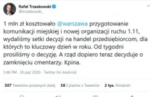 Rafał Trzaskowski wydał 1 mln zł na Wszystkich Świętych, które się nie odbędzie.
