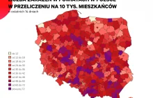 Epidemia rozlała się po całym kraju. Niektóre powiaty wręcz purpurowe