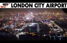 London City Airport -kamera w kabinie pilota podczas lądowania nocą.
