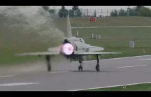 Saab AJS-37 Viggen krótkie lądowanie z odwróconym ciągiem oraz krótki start