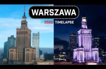 WARSZAWA 2020. Timelapse: Pałac Kultury, Centrum, zachód słońca, Marszałkowska