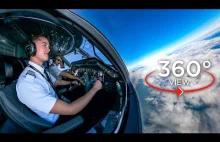 Nagranie 360 stopni z kabiny pilotów samolotu pasażerskiego