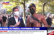 Przypadkowy przechodzień zaczepia francuskiego reportera podczas audycji "live".
