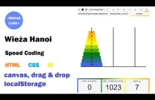 Wieża Hanoi | drag & drop | canvas | Local Storage | Speed Coding | HTML CSS JS