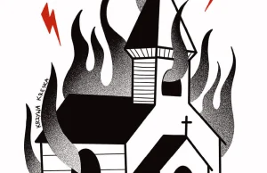 Warszawski Strajk Kobiet publikuje grafikę z płonącym kościołem.
