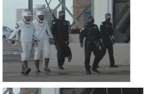 Ninja ze SpaceX z dwoma mieczami ochrania japońskiego astronautę.