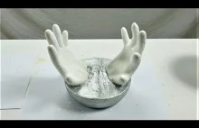 Making an Elegantly Designed Flower Pot with Glove and Cement