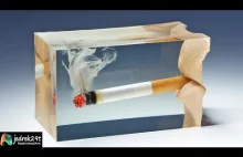 Zapalony papieros w żywicy epoksydowej