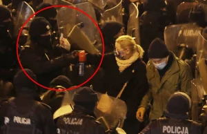 Nowacka pokazuje policji legitymację. Policja pluje w nią gazem