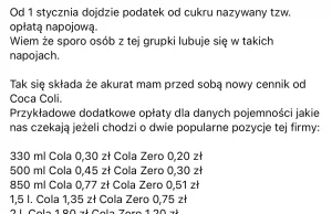 Podatek cukrowy: Coca Cola droższa o 1.80 PLN. Z 5 złotych na 6.80. W tym ZERO!